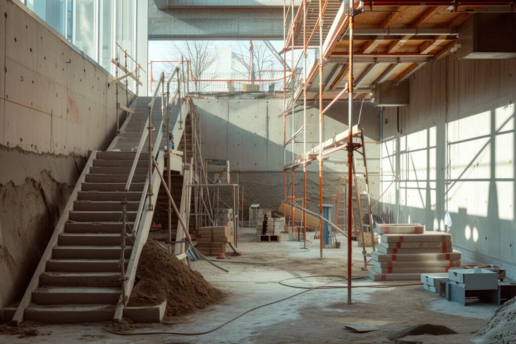 scene construction site with equipment