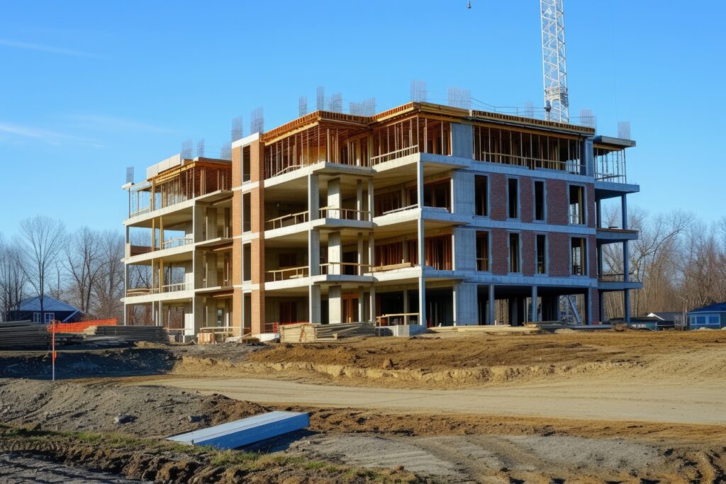 view modern construction site